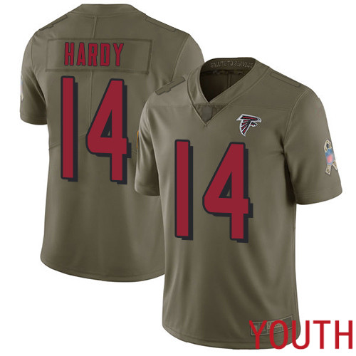 Atlanta Falcons Limited Olive Youth Justin Hardy Jersey NFL Football #14 2017 Salute to Service->youth nfl jersey->Youth Jersey